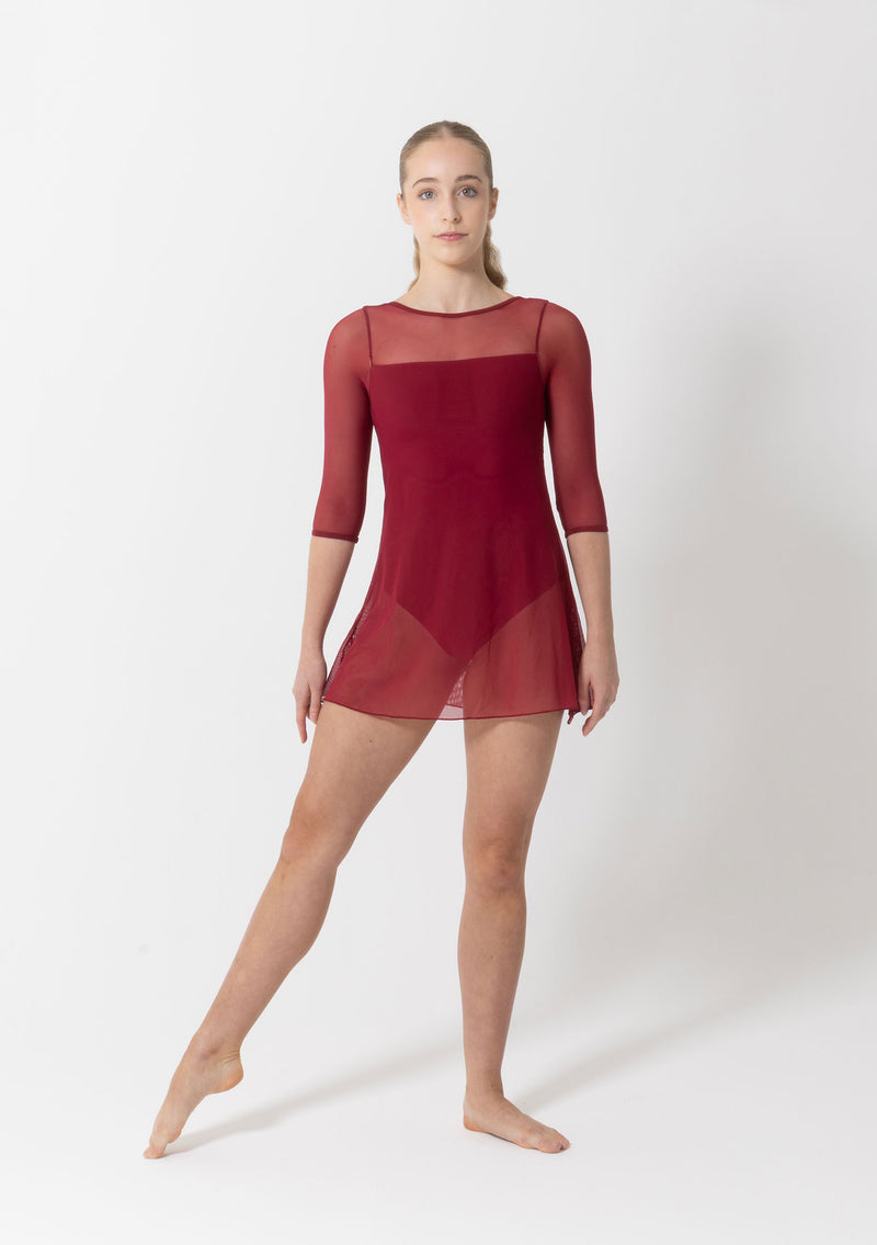 Studio 7, AMBER MESH DRESS, Burgundy, Childs, CHD33