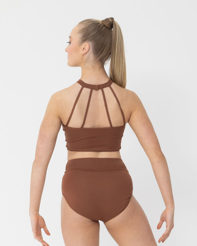 Studio 7, MESH PERFORMANCE CROP, Mocha, Adults, AMPCT01