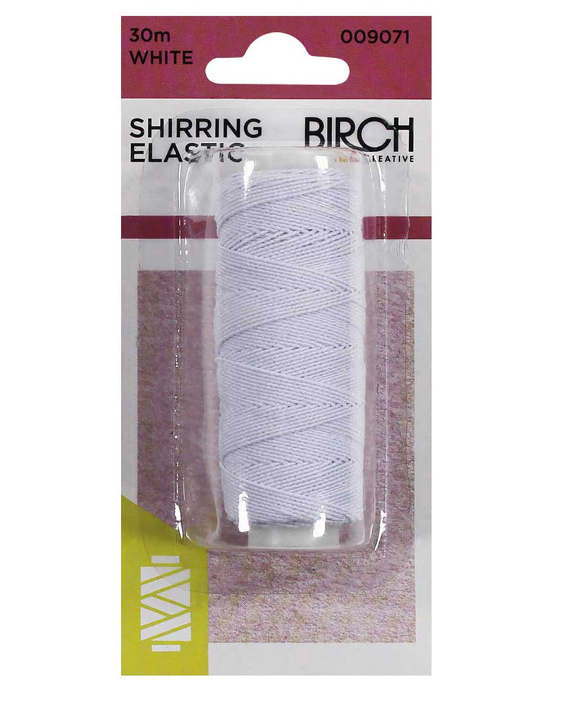 Birch ELASTIC - SHIRRING - White - 30 metres