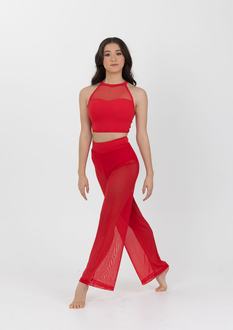 Studio 7, MESH PERFORMANCE CROP, Red, Adults, AMPCT01