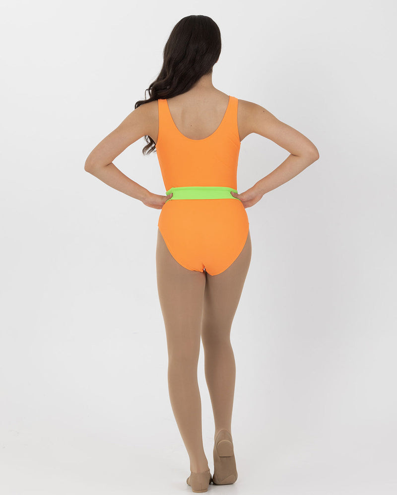 CLEARANCE, Studio 7, NEON LEOTARD WITH CONTRAST BELT, Neon Orange, Childs, CHL10