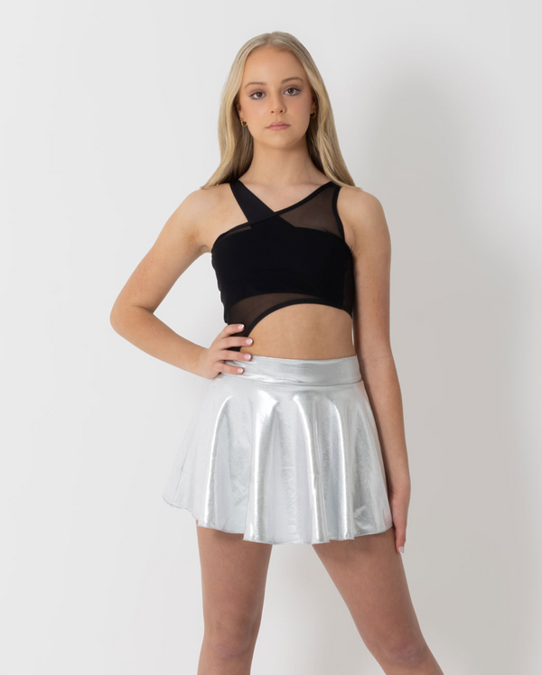 Studio 7, Edge Metallic Skirt, Silver, Adults, ADSK17