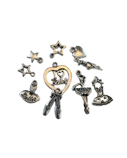 CLEARANCE, Charms - Assorted Ballet - Silver (10 Pack)
