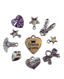 CLEARANCE, Charms - Assorted PRINCESS - Silver (10 Pack)