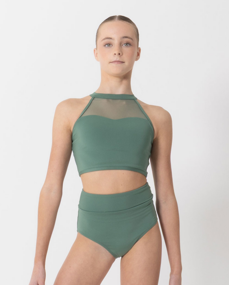 Studio 7, MESH PERFORMANCE CROP, Forest Green, Adults, AMPCT01