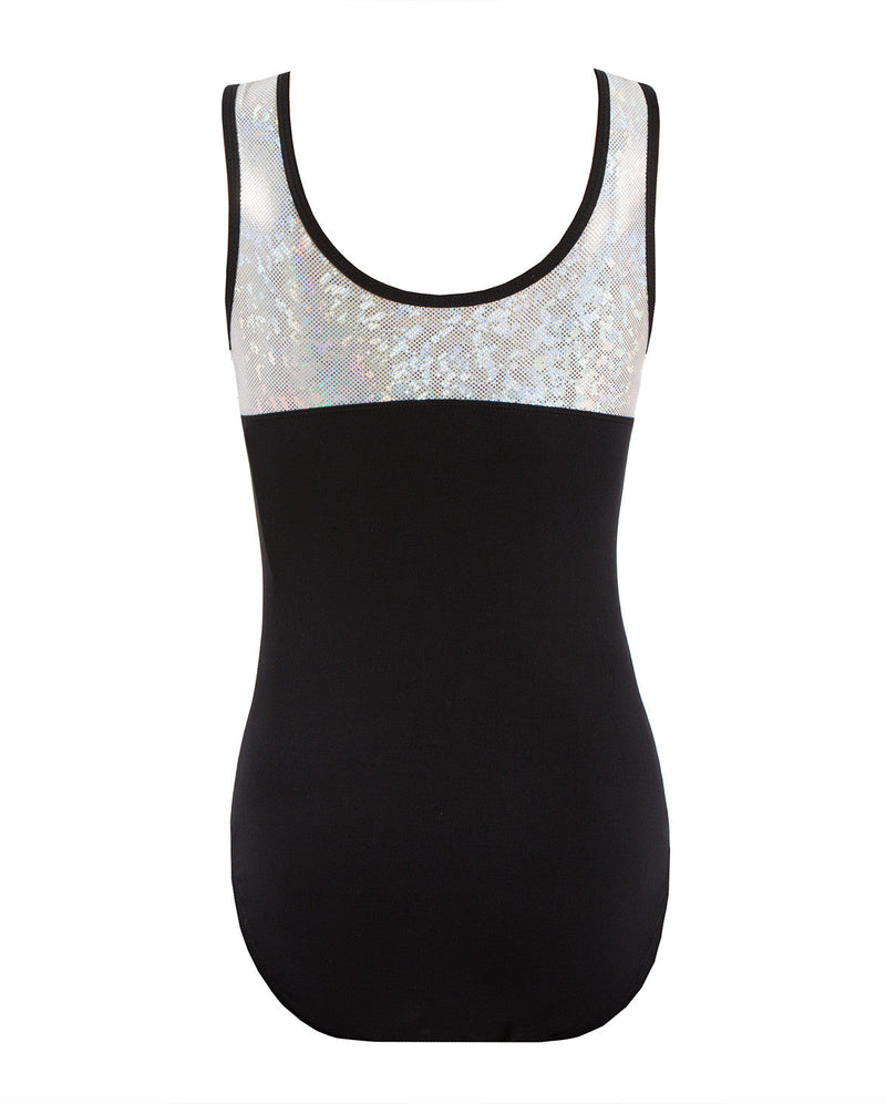 CLEARANCE, Energetiks 'Shattered Glass' Boat Neck Leotard, Childs, SILVER, GCL100