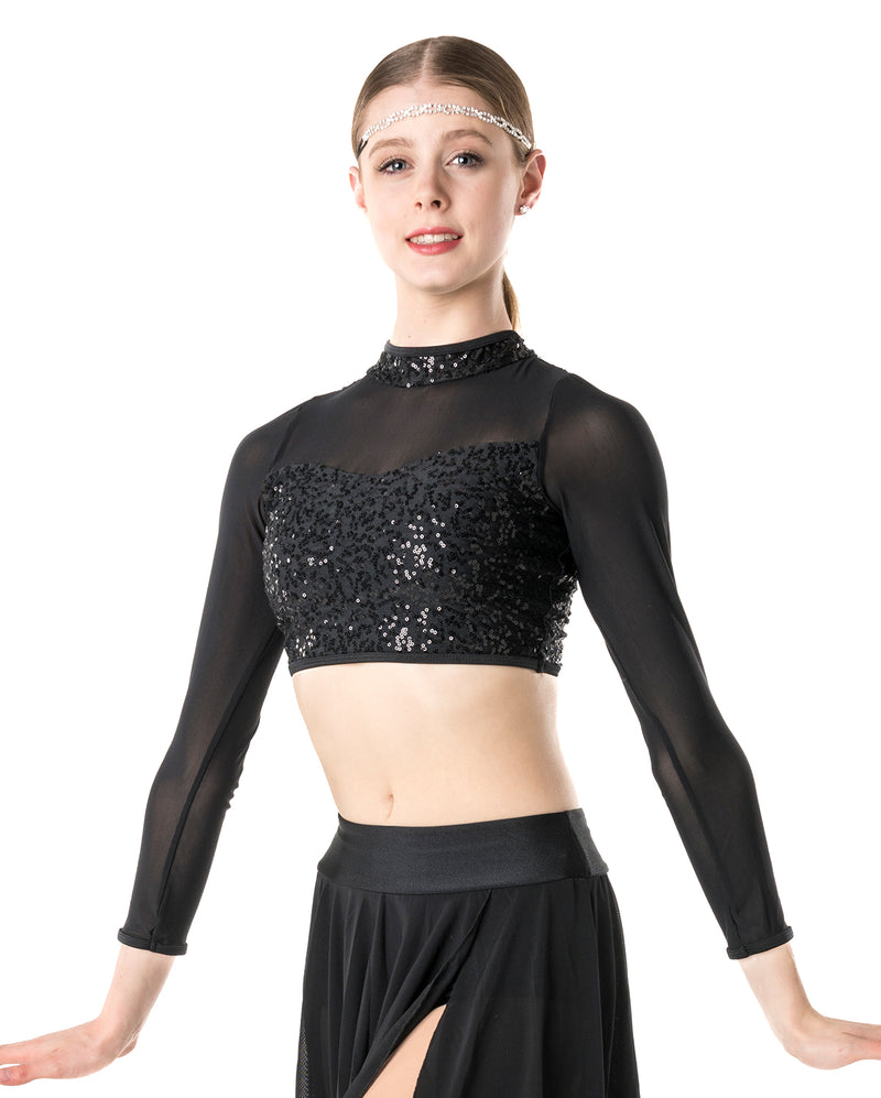 Studio 7, Downtown Long Sleeve Crop Top, (3 Colours) Childs, CHCT10