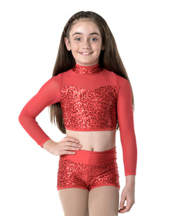 Studio 7, Downtown Long Sleeve Crop Top, (3 Colours) Childs, CHCT10