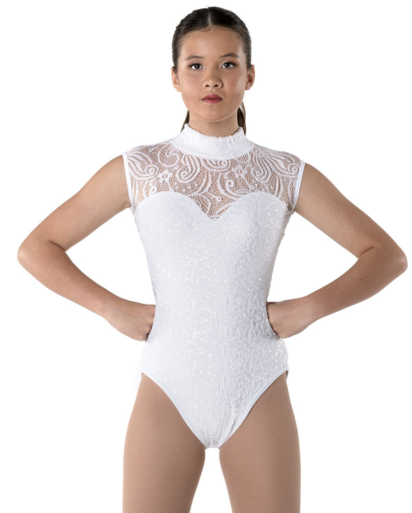 Studio 7, Deco Lace Leotard, Adults, WHITE, ADL03