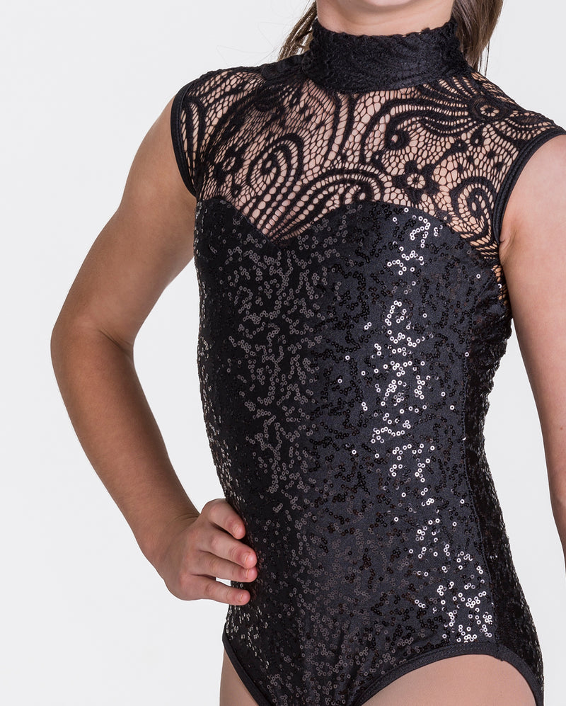 Studio 7, Deco Lace Leotard, Adults, BLACK, ADL03