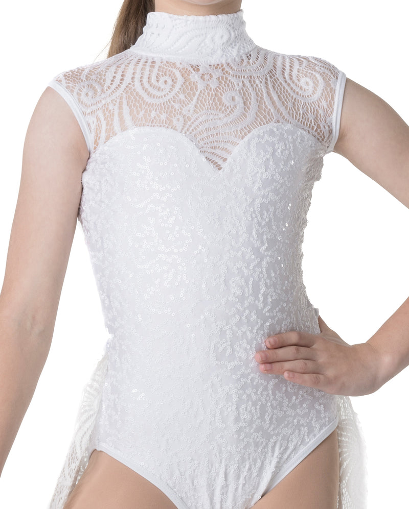 Studio 7, Deco Lace Leotard, Childs, WHITE, CHL03