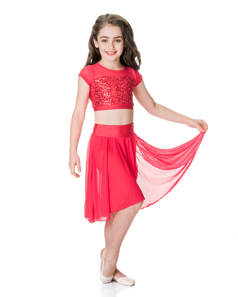 Studio 7, Inspire Mesh Skirt, Red, Childs, CHSK05