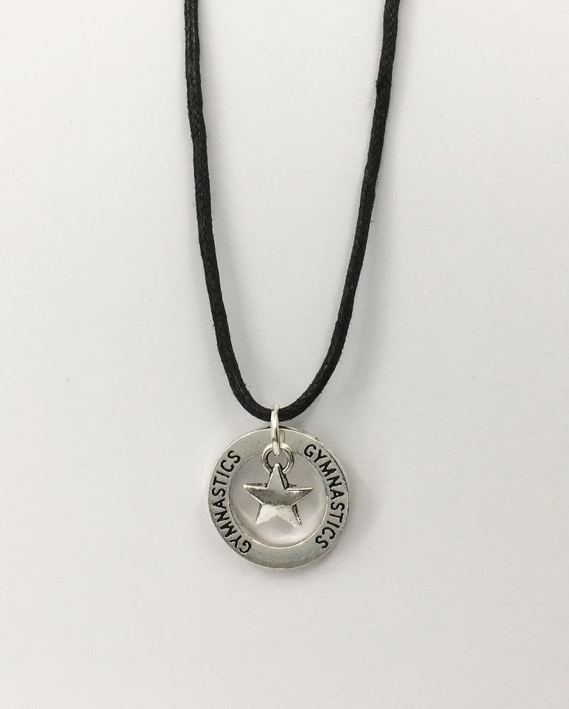 CLEARANCE, Black Cord Necklace with Charms - Gymnastics