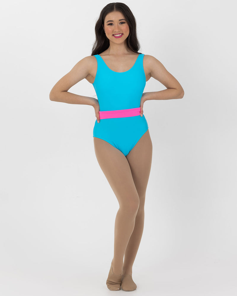 Studio 7, NEON LEOTARD WITH CONTRAST BELT, Neon Blue, Childs, CHL10