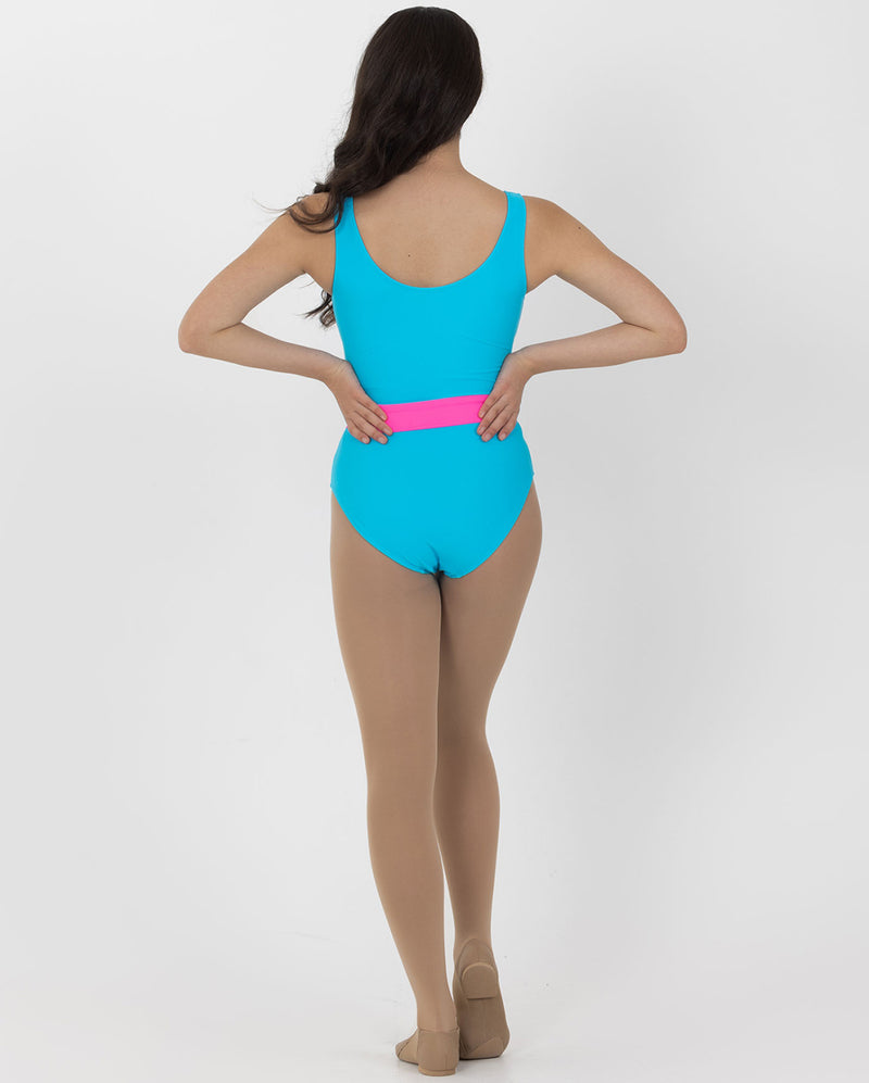 Studio 7, NEON LEOTARD WITH CONTRAST BELT, Neon Blue, Childs, CHL10