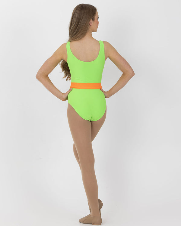 Studio 7, NEON LEOTARD WITH CONTRAST BELT, Neon Green, Adults, ADL10