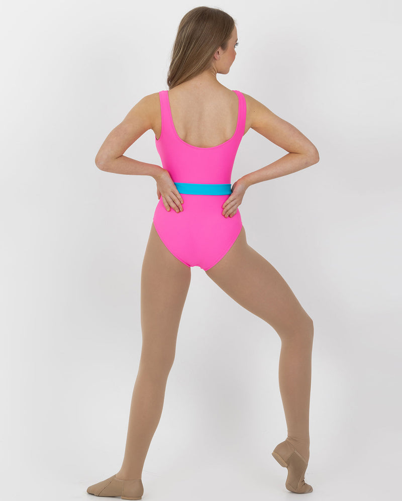 Studio 7 NEON LEOTARD WITH CONTRAST BELT Neon Pink Childs CHL10