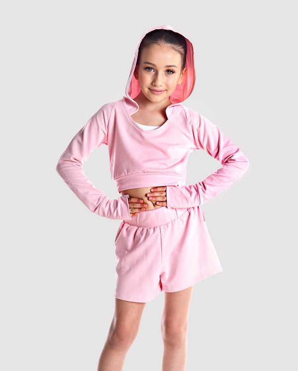 Studio 7, Warm Up Cropped Hoodie, Pale Pink, Adults, AWUT01