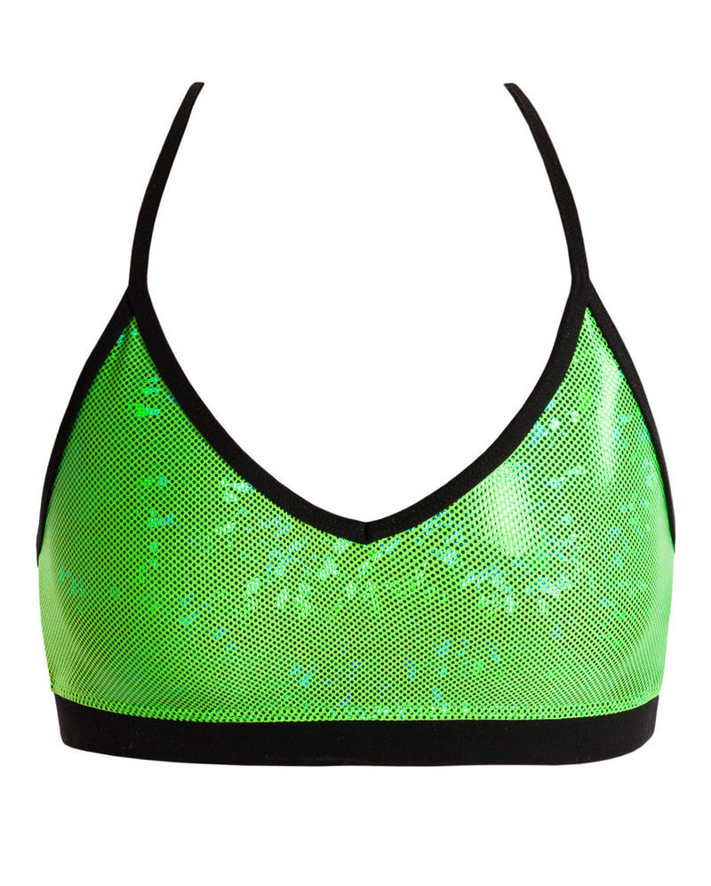 CLEARANCE, Energetiks 'Shattered Glass' Detailed Crop Top, Adults, FLUORO LIME, GAC94