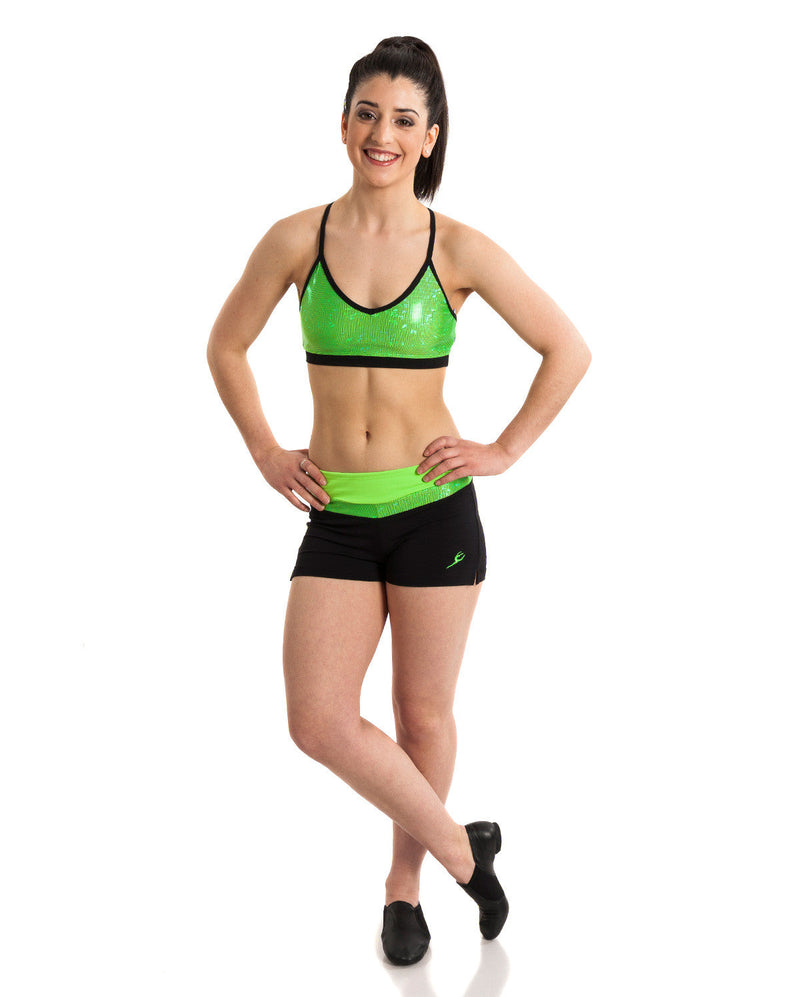 CLEARANCE, Energetiks 'Shattered Glass' Detailed Crop Top, Adults, FLUORO LIME, GAC94