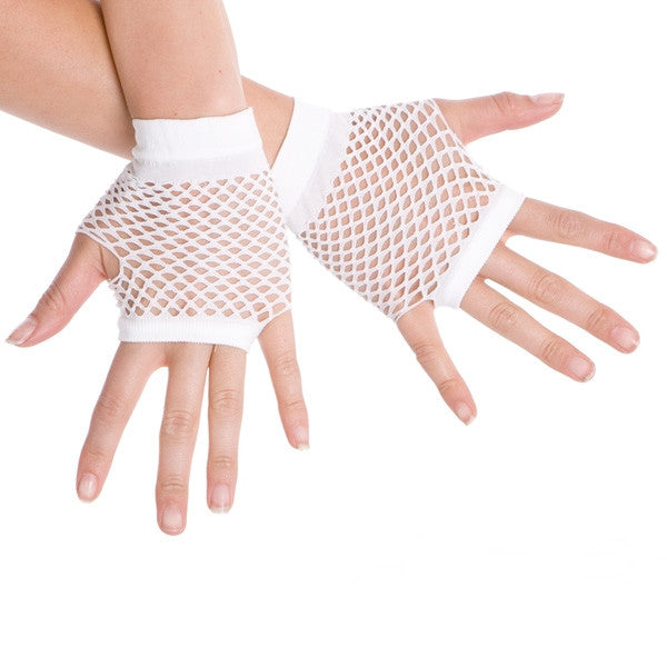 CLEARANCE, Fingerless Fishnet Hand Gloves, White – Dance & Play