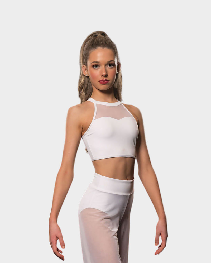 Studio 7, MESH PERFORMANCE CROP, White, Childs, CMPCT01